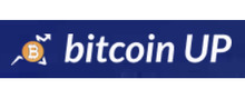 Bitcoin Up Logotipo para artículos de compañías financieras y productos